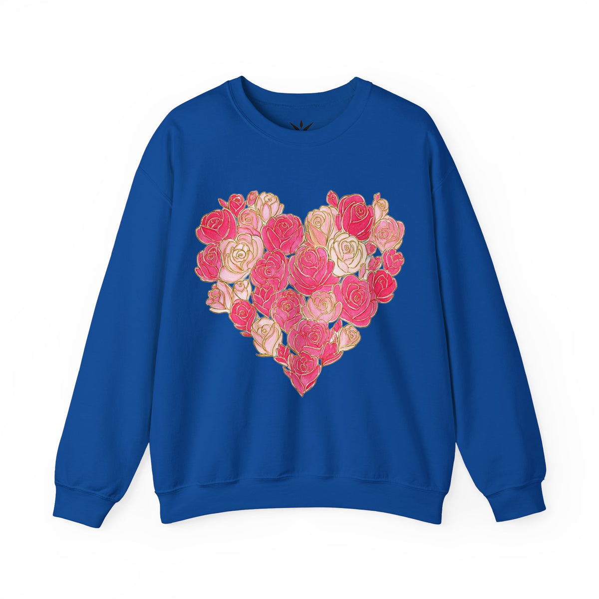 ORVIAN — Floral Rose Heart Crewneck, Romantic Pink Flower Valentine Sweatshirt, Unisex Heavy Blend