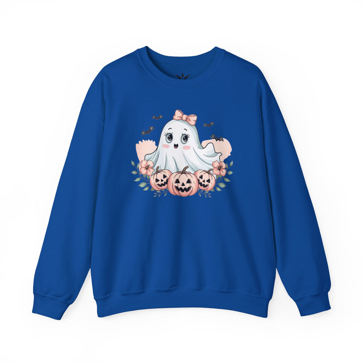 ORVIAN — Pink Halloween Coquette Ghost Crewneck, Bow & Pumpkin Unisex Heavy Blend