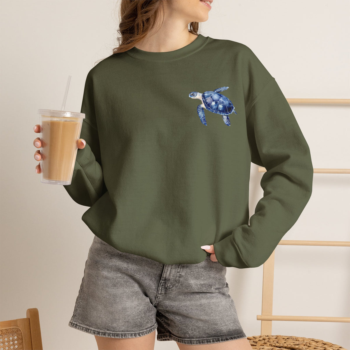 ORVIAN — Sea Turtle & Seashell Starfish Crewneck, Coastal Ocean Nautical Unisex Heavy Blend