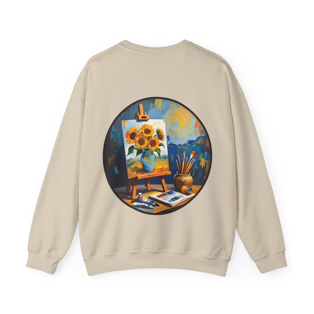 ORVIAN — Van Gogh Starry Night Sunflower & Artist Easel Crewneck, Art-Inspired Sweatshirt