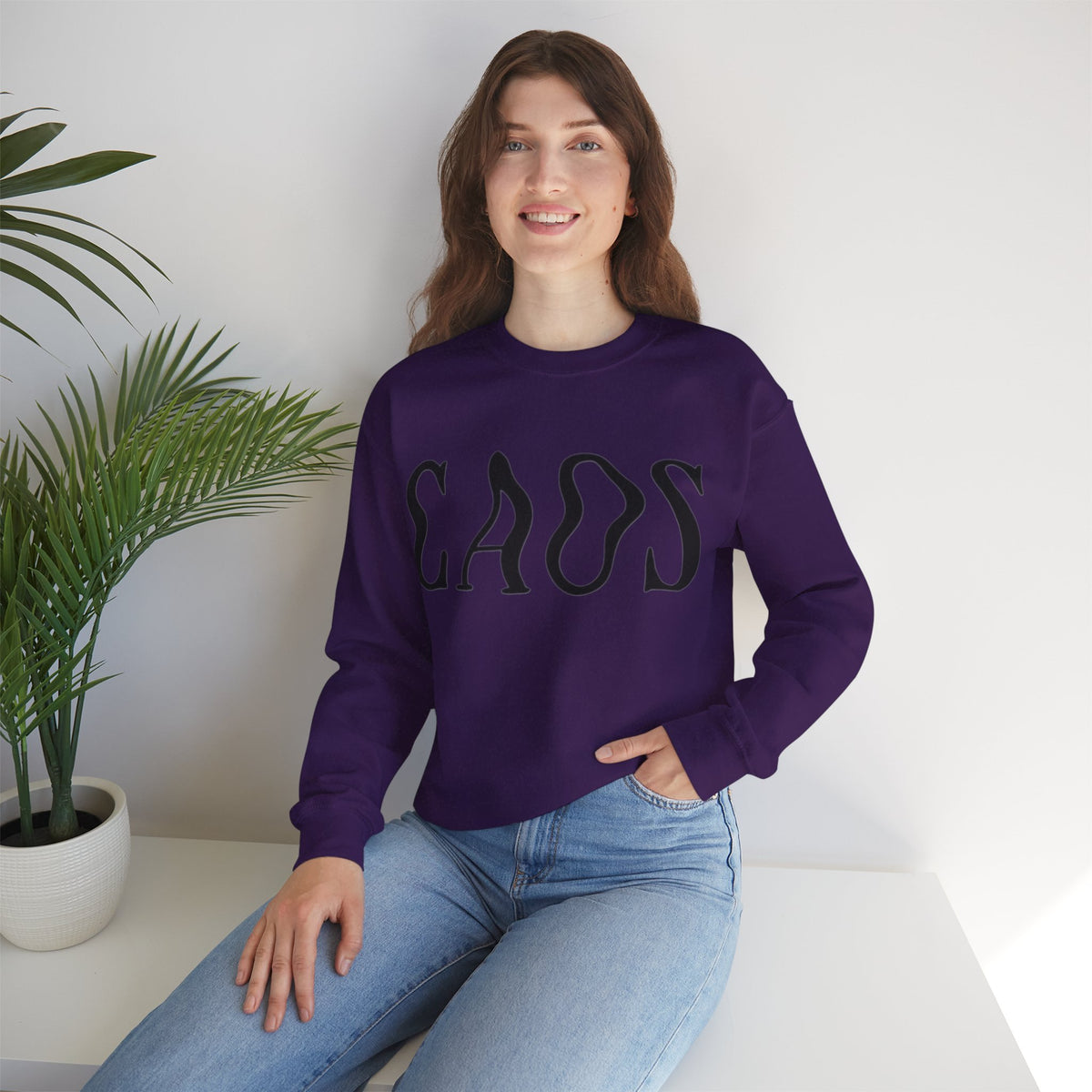 ORVIAN — Chaos Cat Crewneck, Reversed Lettering & Rebel Cat Graphic Unisex Heavy Blend