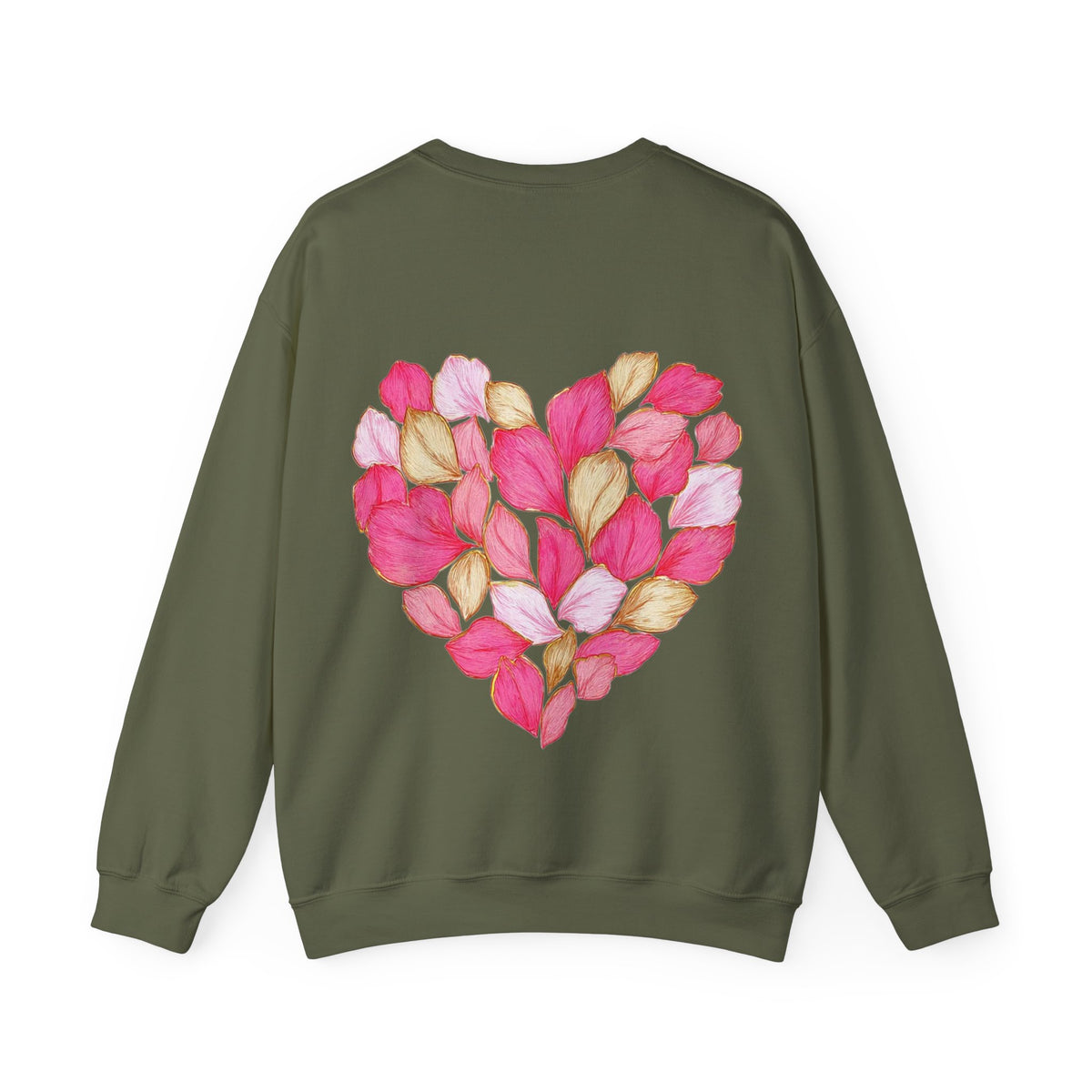 ORVIAN — Floral Rose Heart Crewneck, Romantic Pink Flower Valentine Sweatshirt, Unisex Heavy Blend