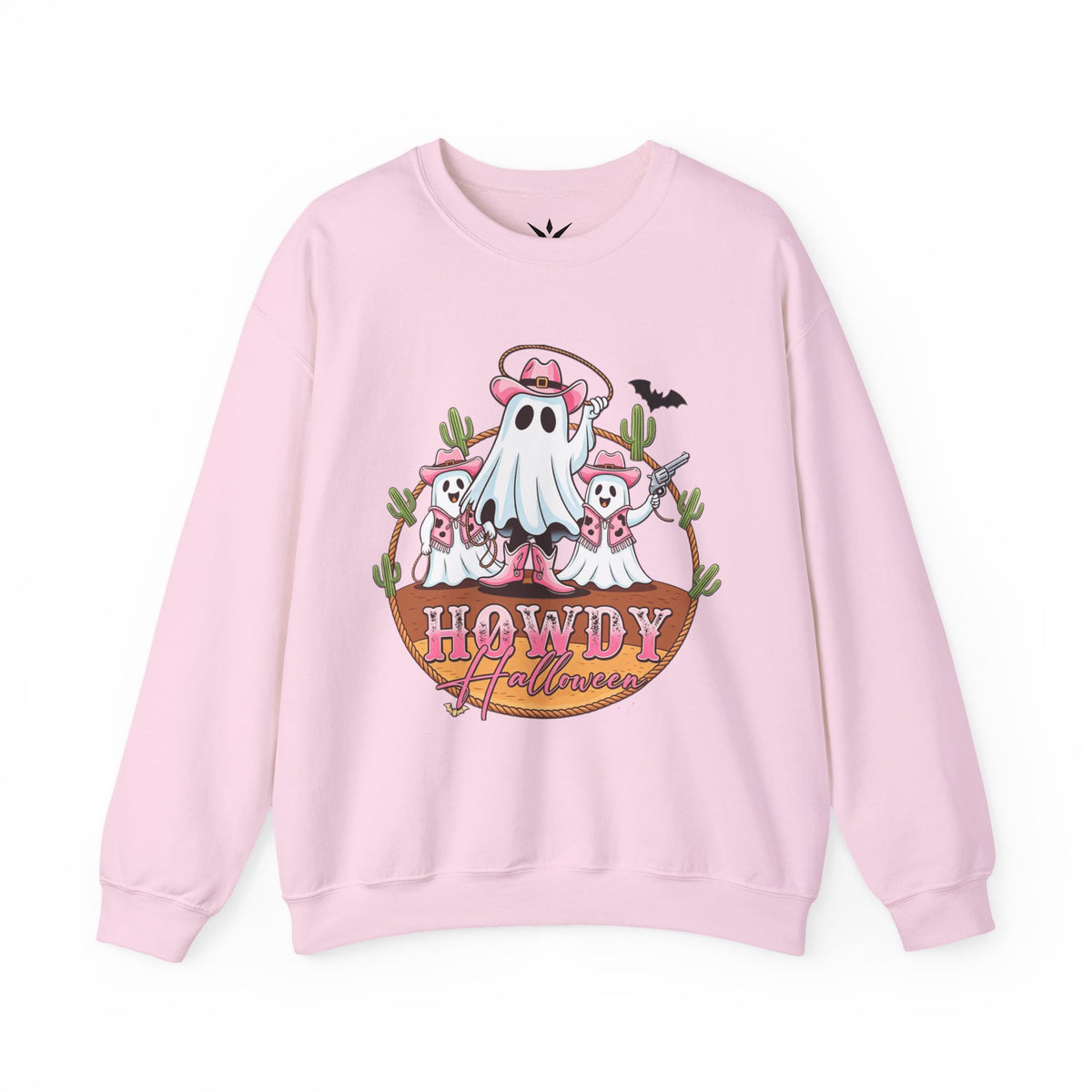 ORVIAN — Howdy Halloween Ghost Cowboy Crewneck, Pink Cowboo Western Unisex Heavy Blend