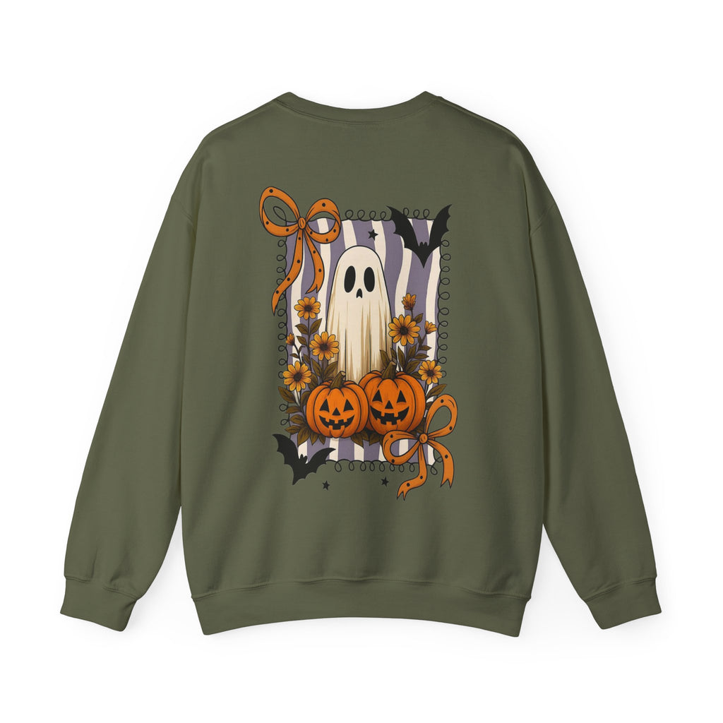 ORVIAN — Spooky & Sweet Ghost Crewneck, Coquette Bow Heart Halloween Unisex Sweatshirt