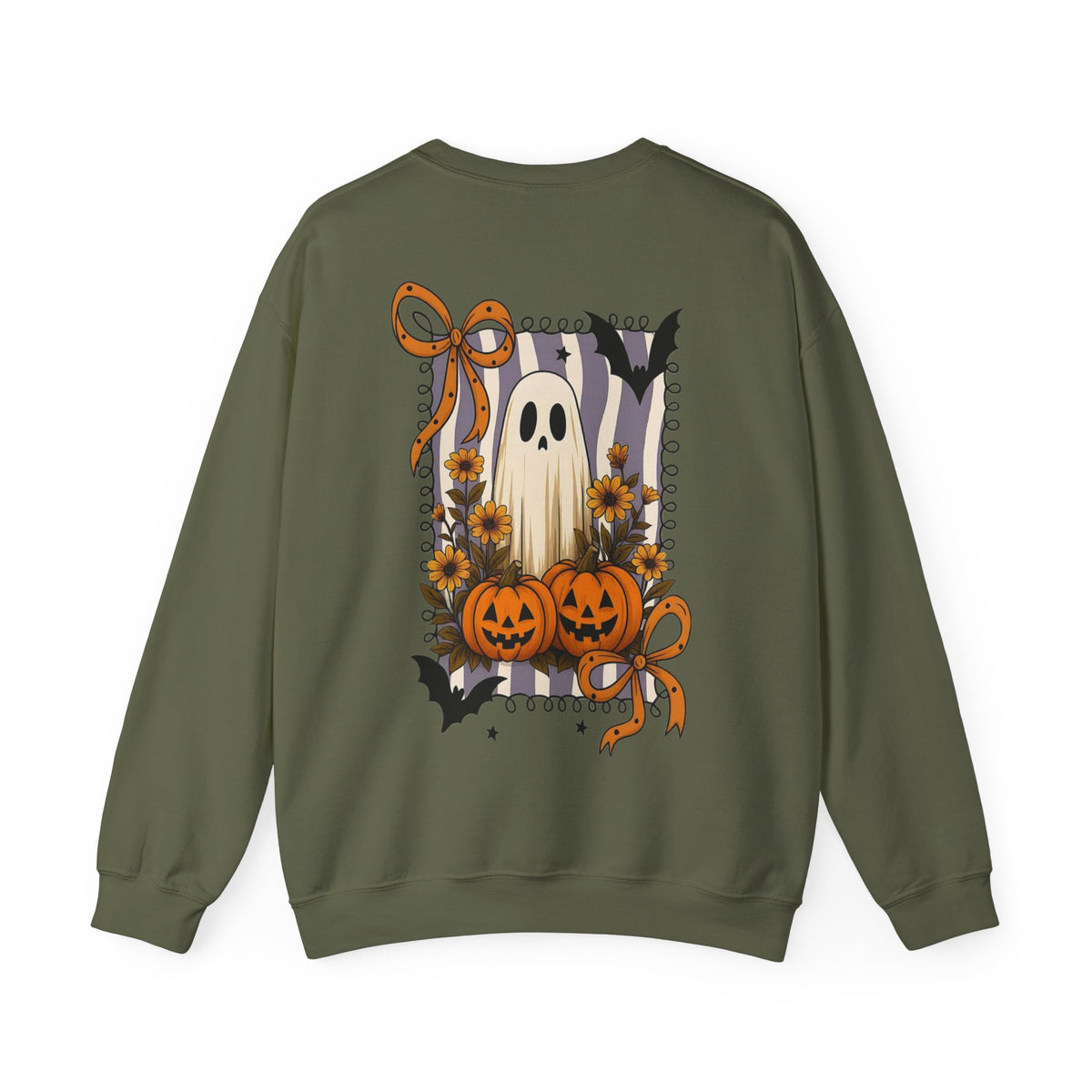 ORVIAN — Spooky & Sweet Ghost Crewneck, Coquette Bow Heart Halloween Unisex Sweatshirt