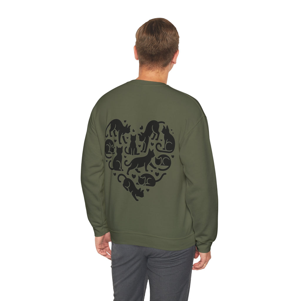 ORVIAN — LOVE Cat Silhouette & Heart-Shaped Cats Crewneck, Cat Lover Unisex Heavy Blend