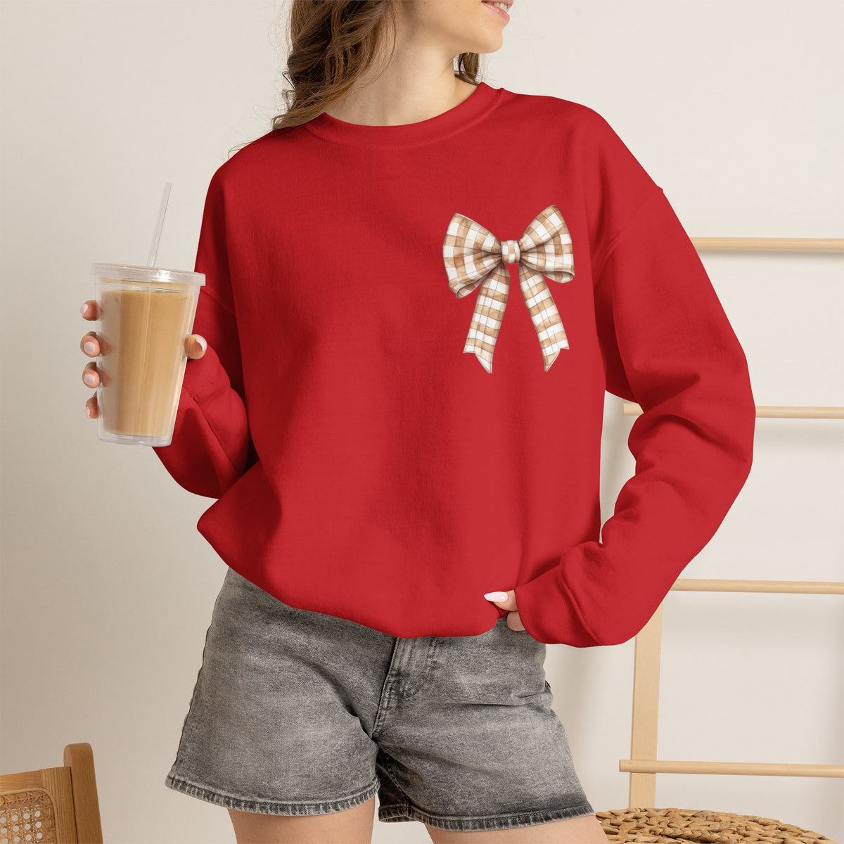 ORVIAN — Touchdown Season Football Bow Crewneck, Sparkle Game Day Sporty Unisex Heavy Blend