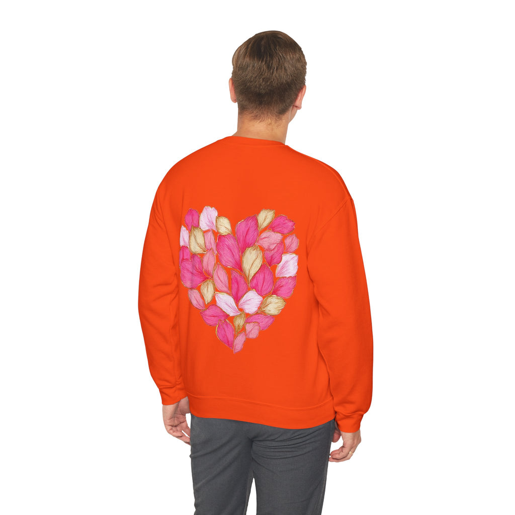 ORVIAN — Floral Rose Heart Crewneck, Romantic Pink Flower Valentine Sweatshirt, Unisex Heavy Blend