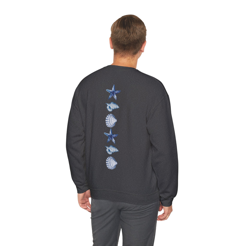 ORVIAN — Sea Turtle & Seashell Starfish Crewneck, Coastal Ocean Nautical Unisex Heavy Blend