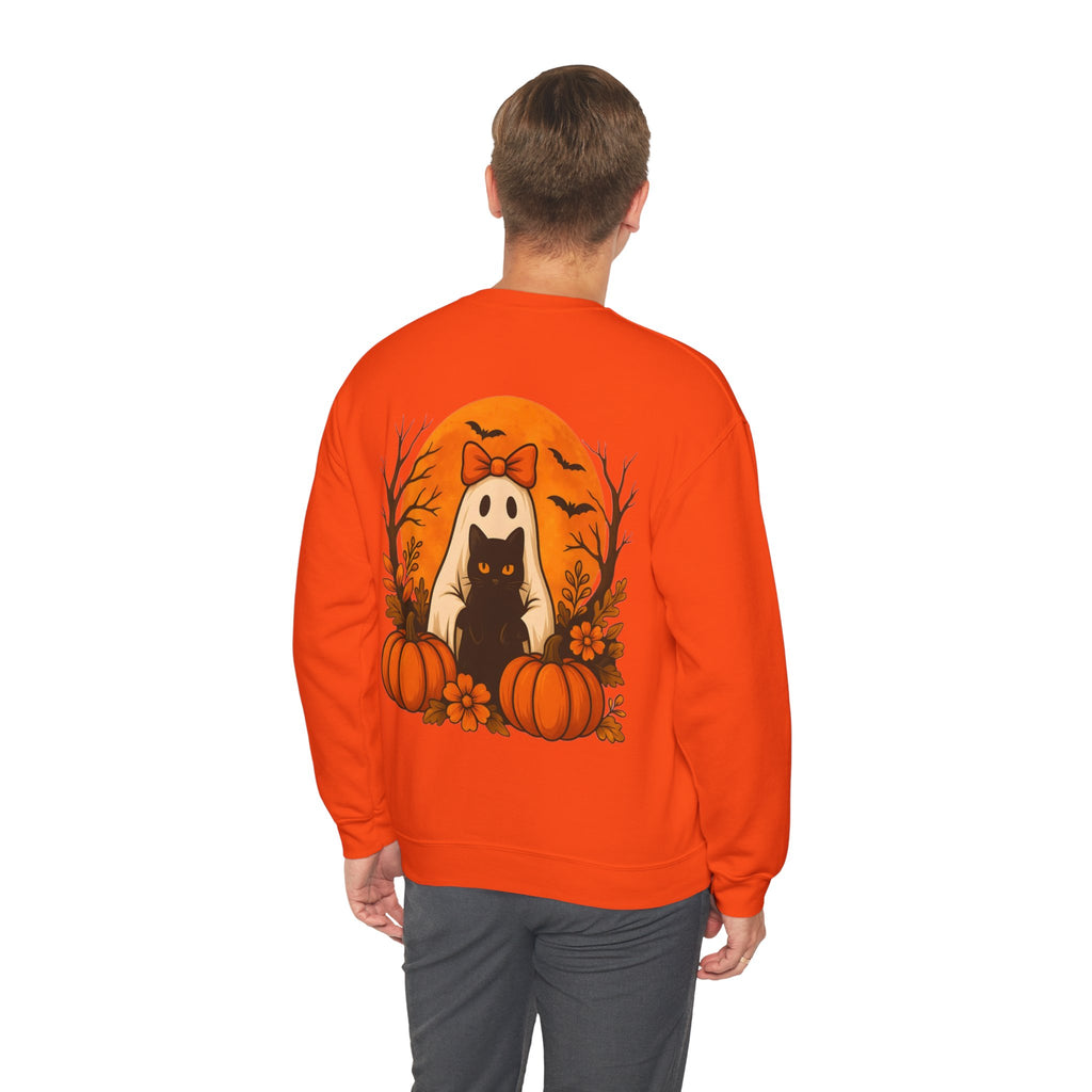 ORVIAN — Black Cat & Pumpkin Halloween Crewneck, Ghost & Coquette Bow Unisex Heavy Blend