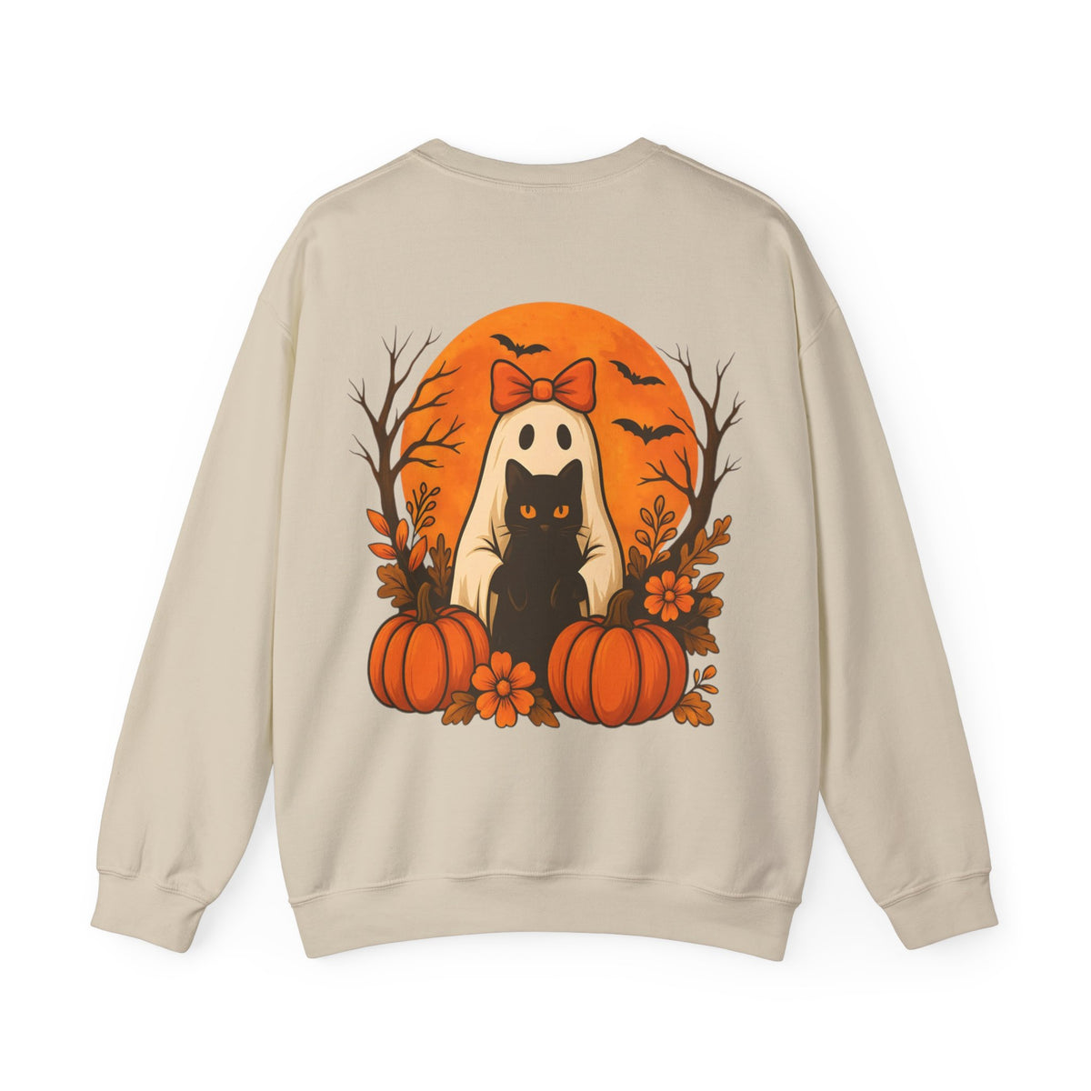 ORVIAN — Black Cat & Pumpkin Halloween Crewneck, Ghost & Coquette Bow Unisex Heavy Blend