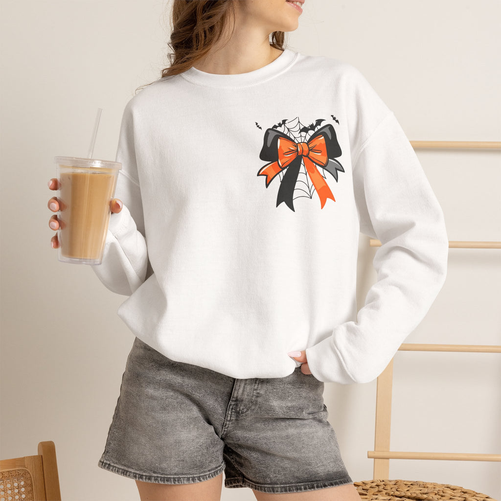 ORVIAN — Coquette Ghost & Bow Halloween Crewneck, Lace Ghost Pumpkin Unisex Sweatshirt