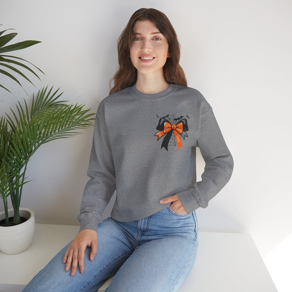 ORVIAN — Coquette Ghost & Bow Halloween Crewneck, Lace Ghost Pumpkin Unisex Sweatshirt