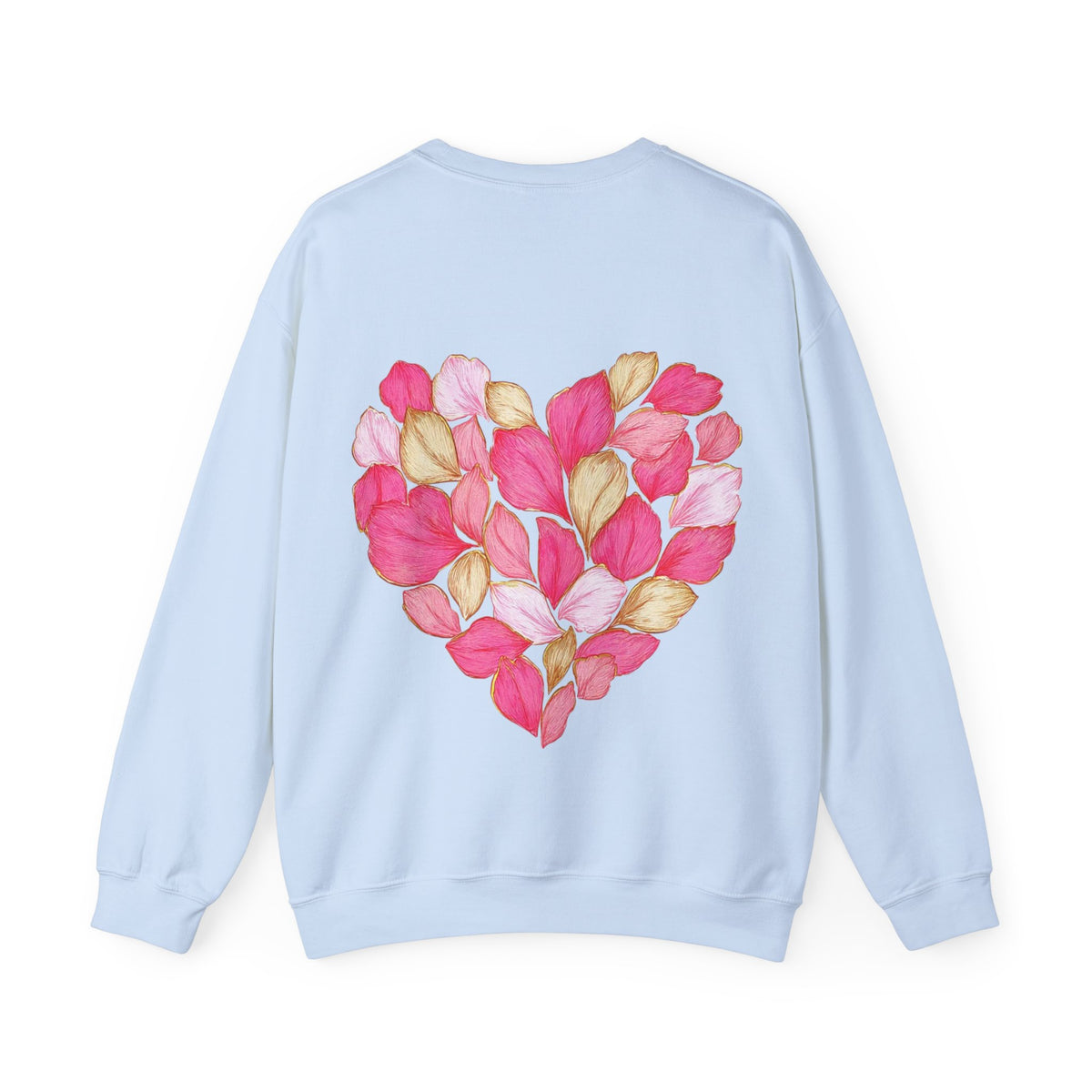 ORVIAN — Floral Rose Heart Crewneck, Romantic Pink Flower Valentine Sweatshirt, Unisex Heavy Blend
