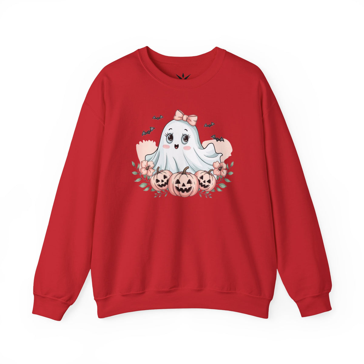 ORVIAN — Pink Halloween Coquette Ghost Crewneck, Bow & Pumpkin Unisex Heavy Blend