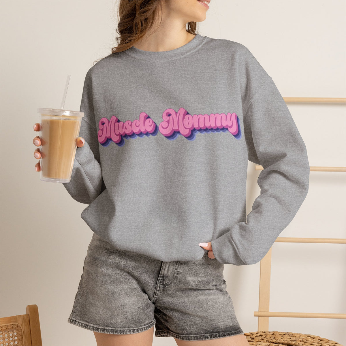 ORVIAN — Muscle Mommy Girls Just Wanna Have Guns Crewneck, Bold Feminine Typography Unisex