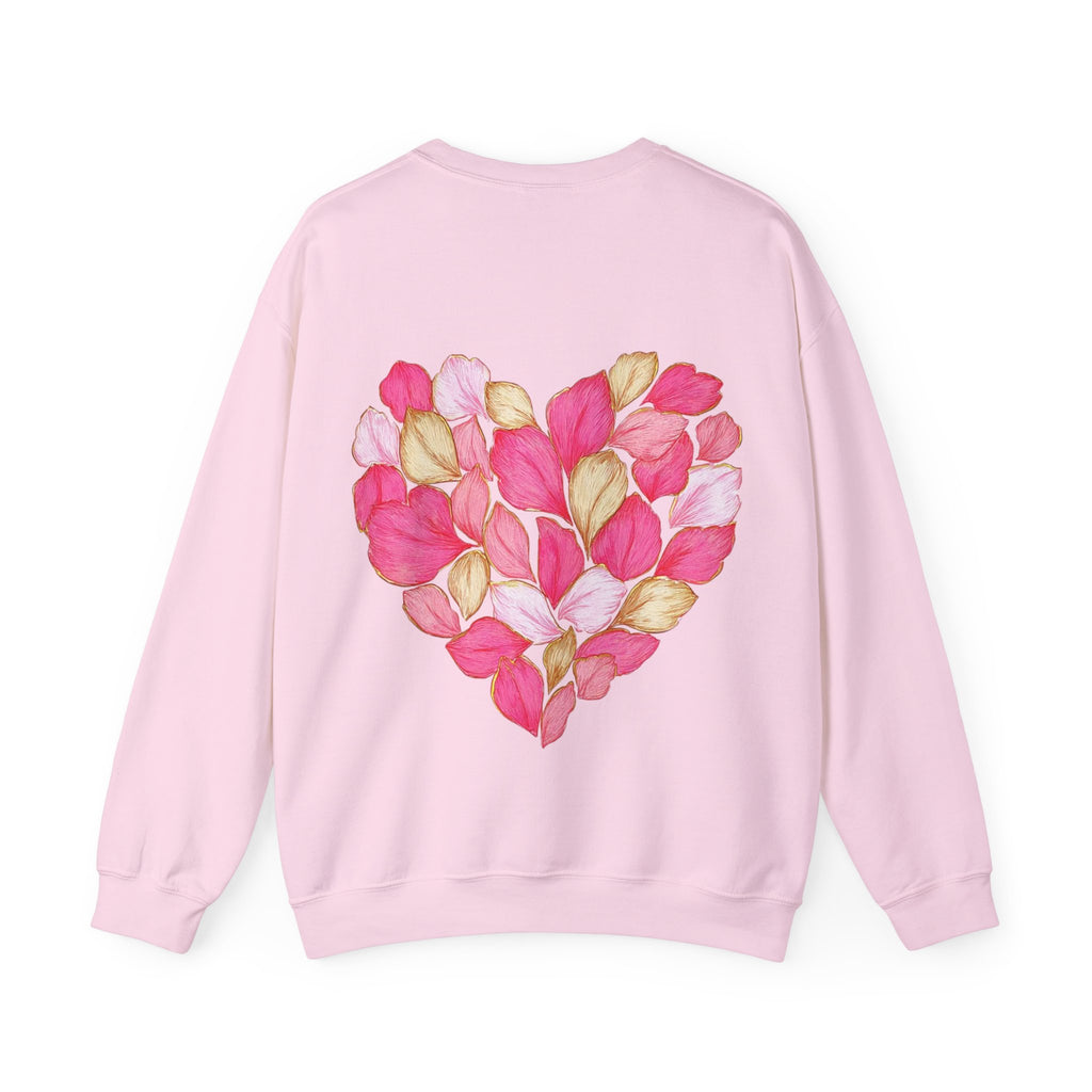 ORVIAN — Floral Rose Heart Crewneck, Romantic Pink Flower Valentine Sweatshirt, Unisex Heavy Blend