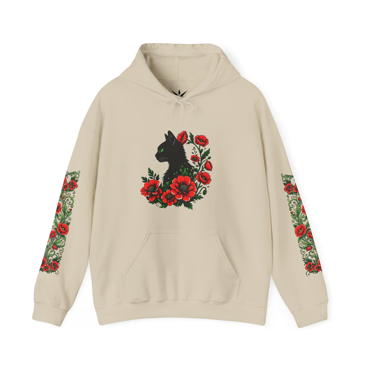 ORVIAN — Black Cat & Red Poppies Unisex Heavy Blend Hoodie