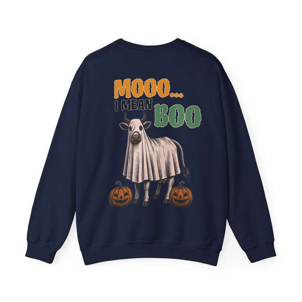 ORVIAN — Howdy Fall Wéstern Pumpkin & Ghost Cow Crewneck, Moo I Mean Boo Halloween Unisex