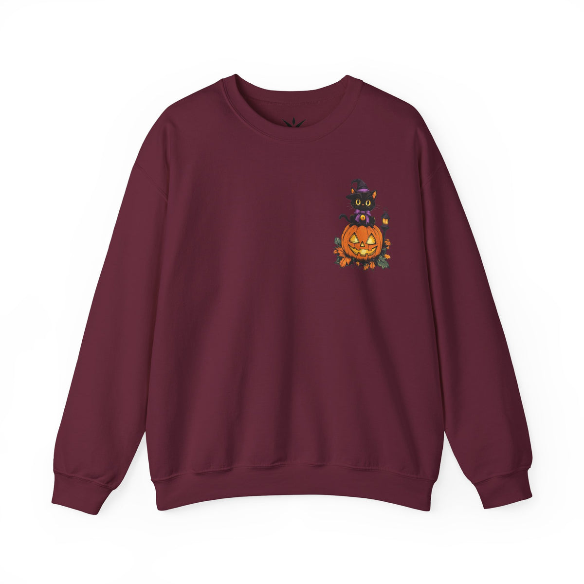 ORVIAN — Witch Cat Halloween Crewneck, Flying Black Cat & Pumpkin Patch Unisex Sweatshirt