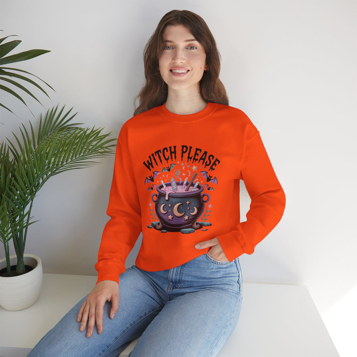 ORVIAN — Witch Please & I'm Just a Housewife Witch Crewneck, Magical Cauldron Unisex Heavy Blend