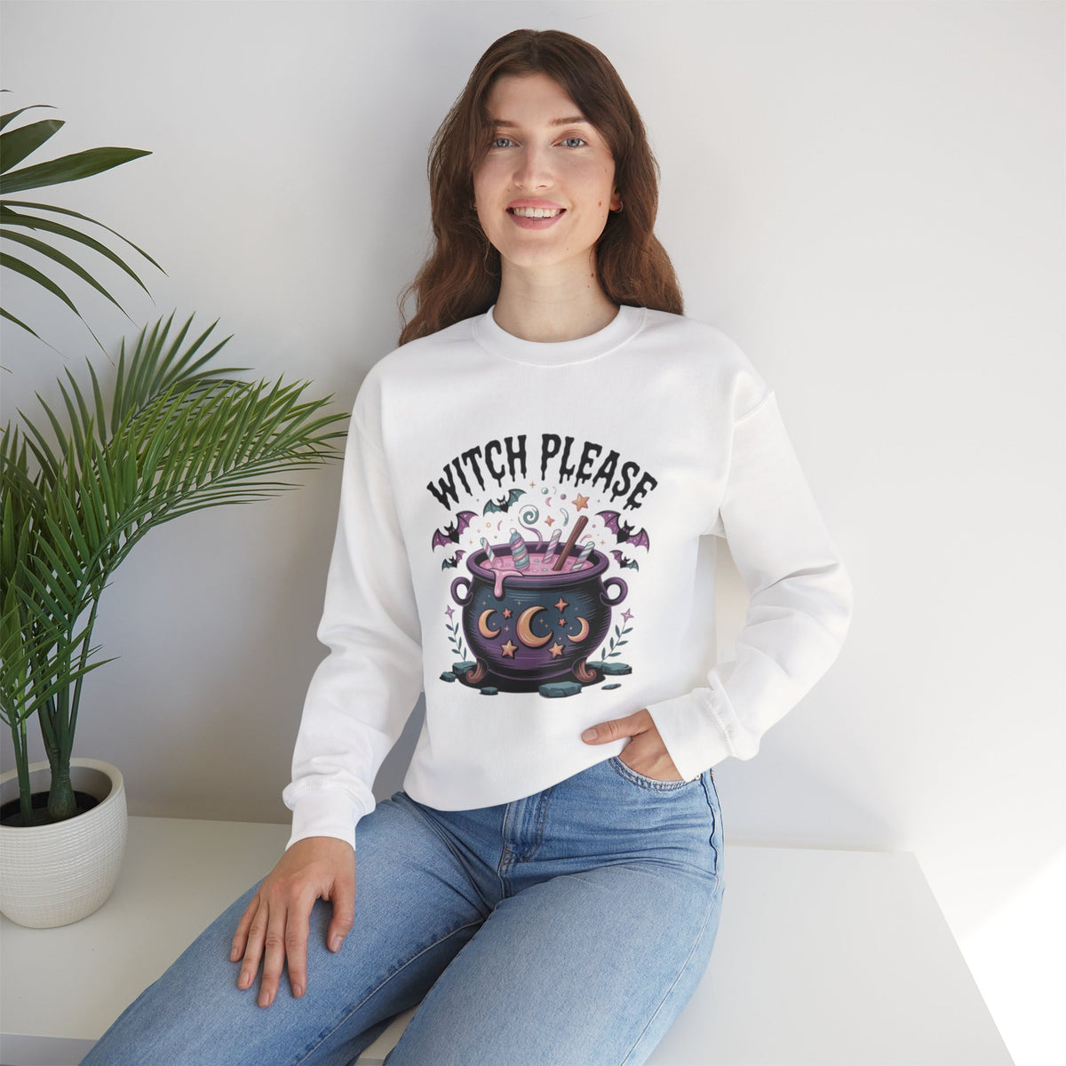 ORVIAN — Witch Please & I'm Just a Housewife Witch Crewneck, Magical Cauldron Unisex Heavy Blend
