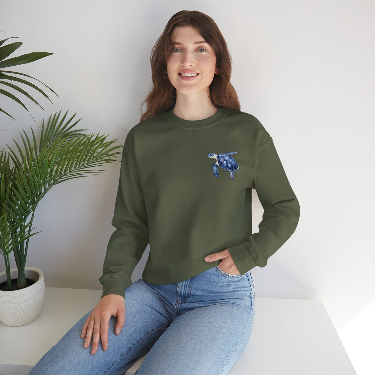 ORVIAN — Sea Turtle & Seashell Starfish Crewneck, Coastal Ocean Nautical Unisex Heavy Blend