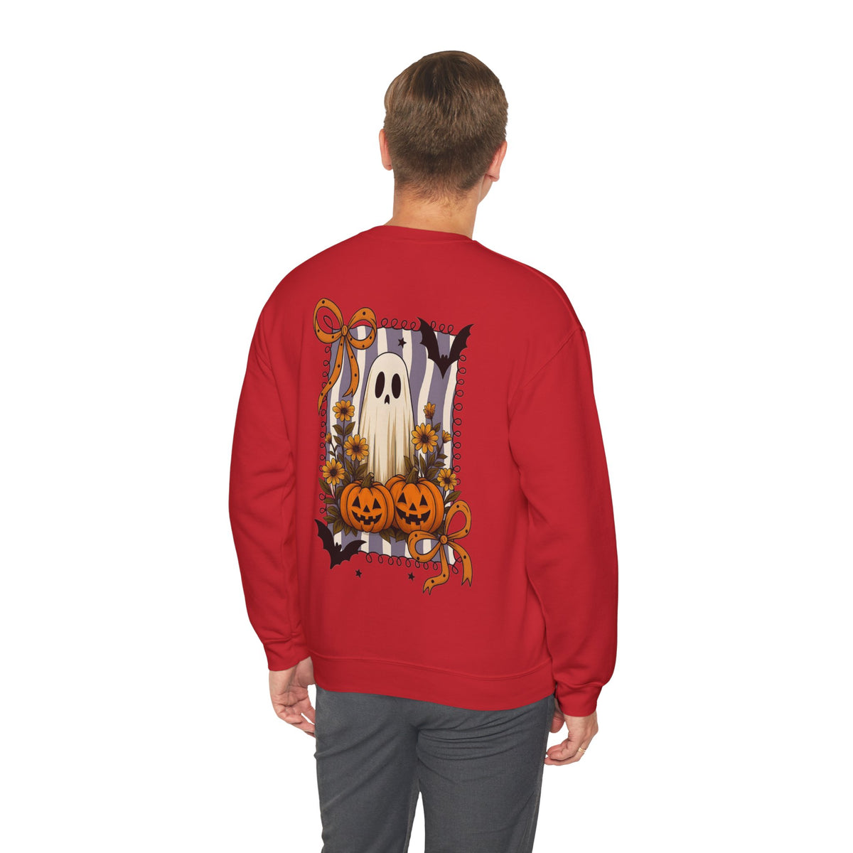 ORVIAN — Spooky & Sweet Ghost Crewneck, Coquette Bow Heart Halloween Unisex Sweatshirt