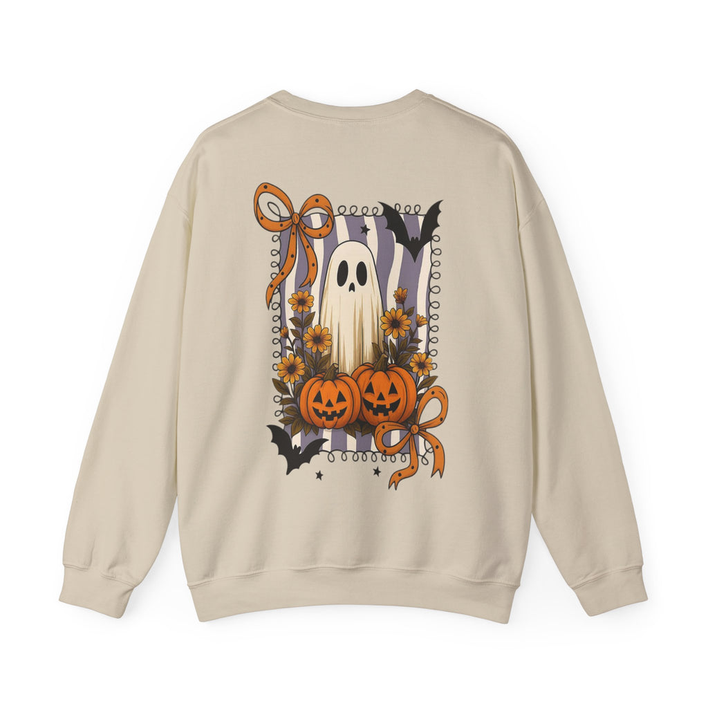 ORVIAN — Spooky & Sweet Ghost Crewneck, Coquette Bow Heart Halloween Unisex Sweatshirt