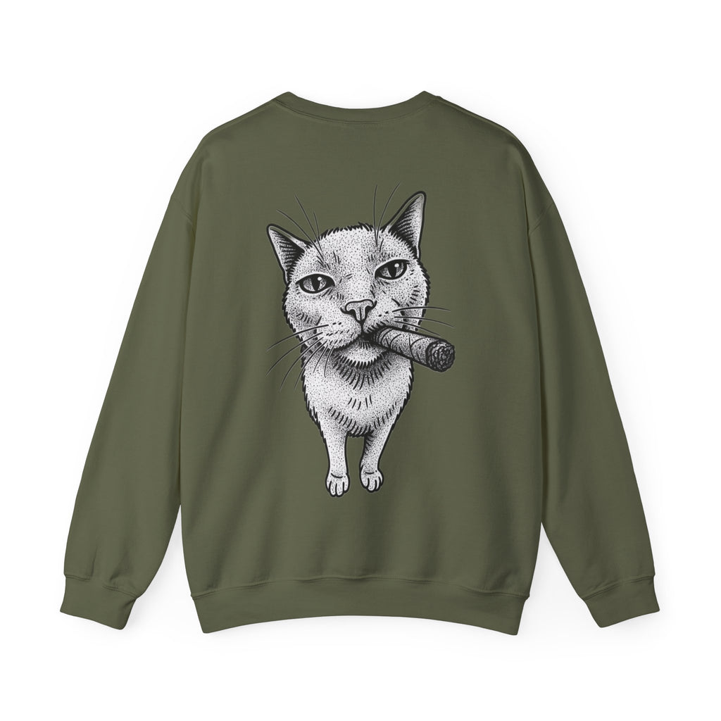 ORVIAN — Chaos Cat Crewneck, Reversed Lettering & Rebel Cat Graphic Unisex Heavy Blend