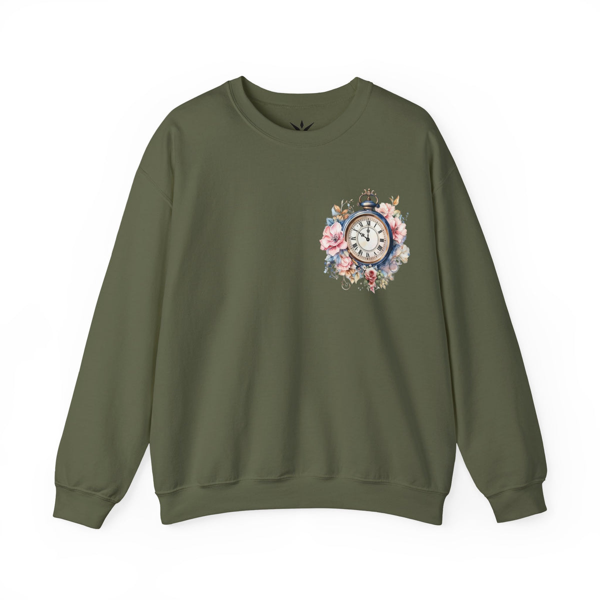ORVIAN — Blue Watercolor Floral Book Crewneck, Open Book Wildflower Literary Unisex Heavy Blend