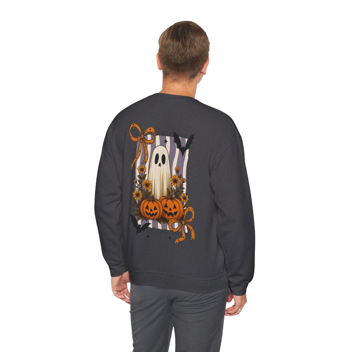 ORVIAN — Spooky & Sweet Ghost Crewneck, Coquette Bow Heart Halloween Unisex Sweatshirt