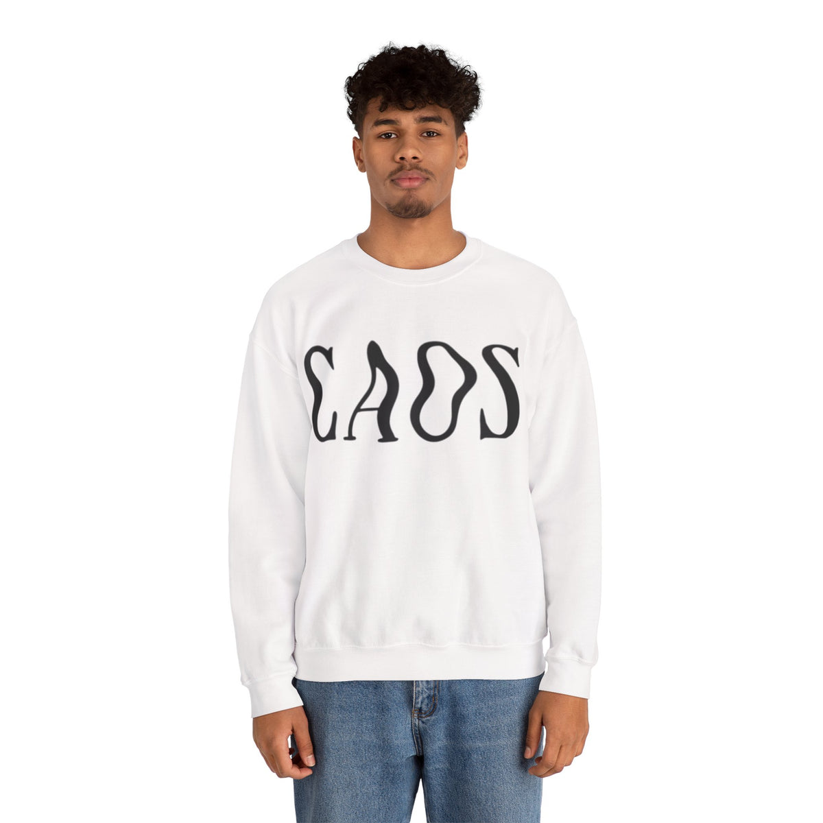 ORVIAN — Chaos Cat Crewneck, Reversed Lettering & Rebel Cat Graphic Unisex Heavy Blend