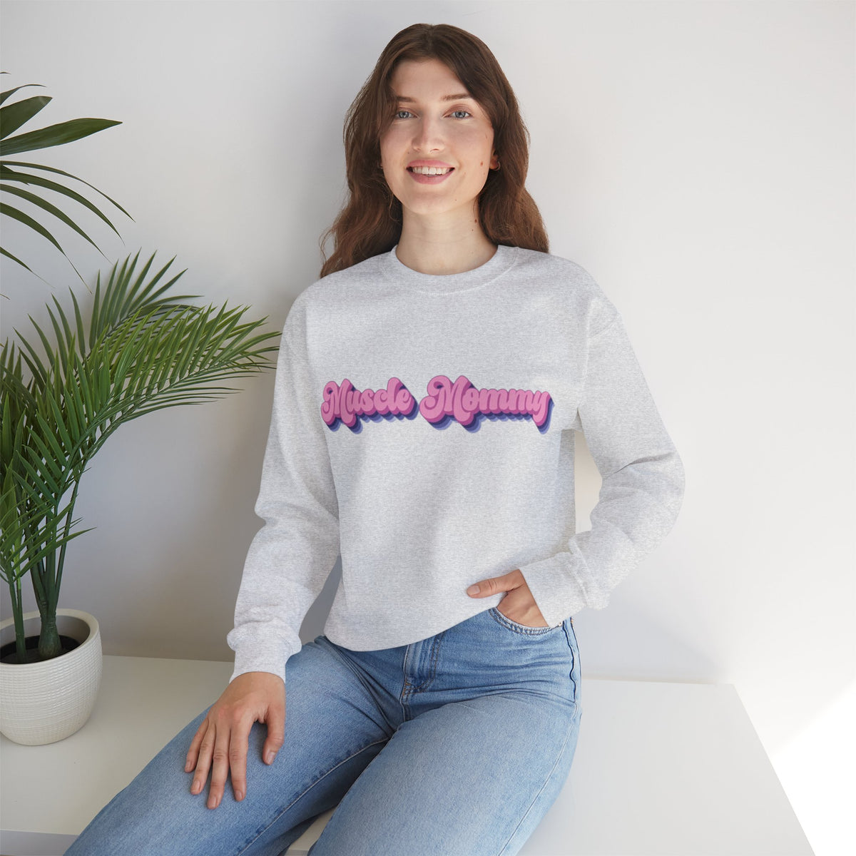 ORVIAN — Muscle Mommy Girls Just Wanna Have Guns Crewneck, Bold Feminine Typography Unisex