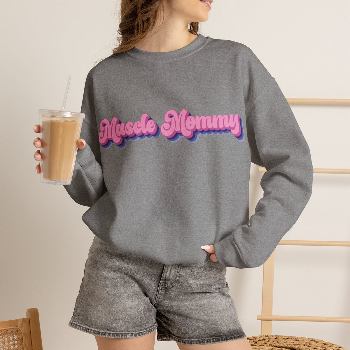 ORVIAN — Muscle Mommy Girls Just Wanna Have Guns Crewneck, Bold Feminine Typography Unisex