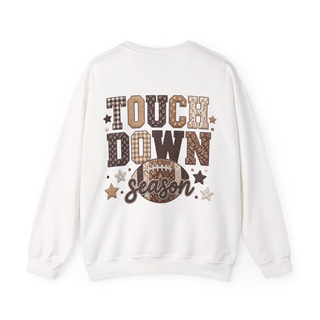 ORVIAN — Touchdown Season Football Bow Crewneck, Sparkle Game Day Sporty Unisex Heavy Blend