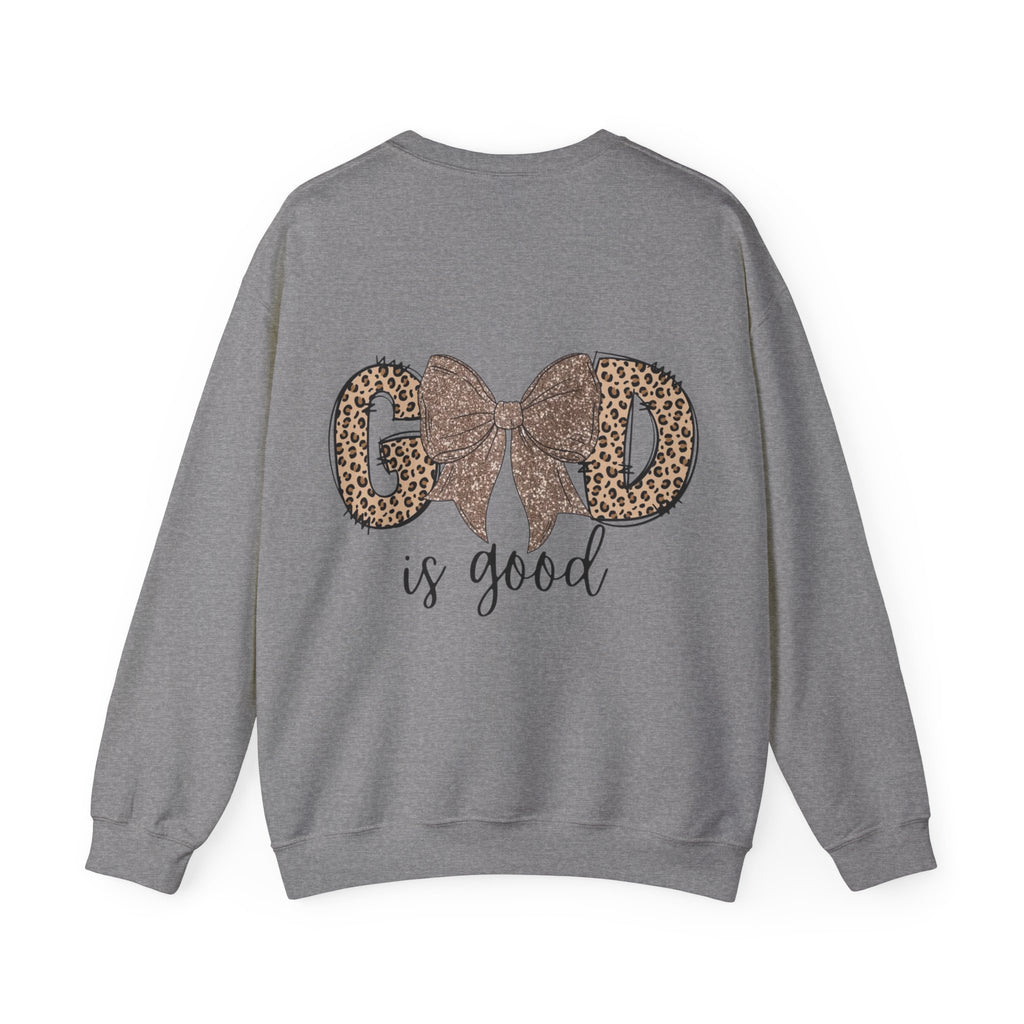 ORVIAN — Leopard Is The New Black & God Is Good Coquette Bow Crewneck, Faith-Inspired Unisex