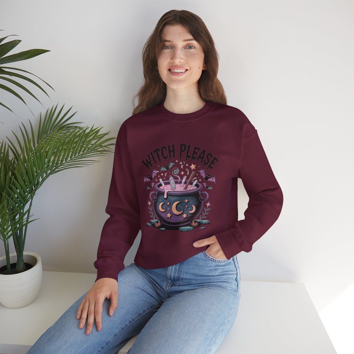 ORVIAN — Witch Please & I'm Just a Housewife Witch Crewneck, Magical Cauldron Unisex Heavy Blend