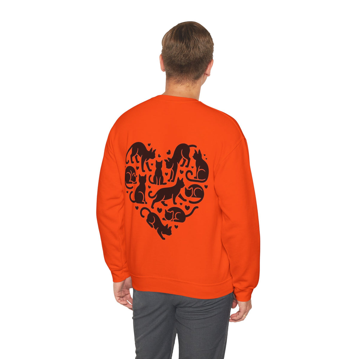 ORVIAN — LOVE Cat Silhouette & Heart-Shaped Cats Crewneck, Cat Lover Unisex Heavy Blend