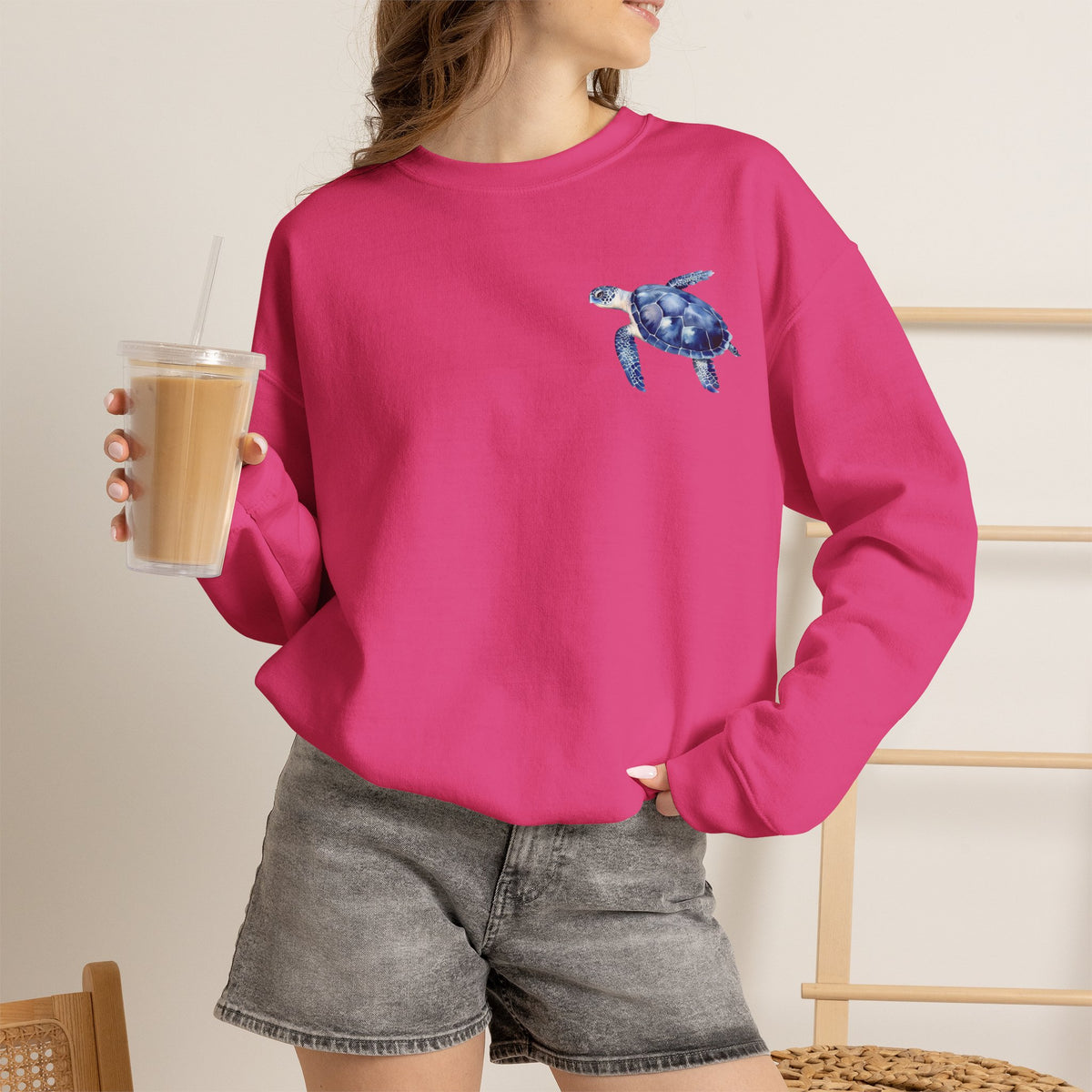 ORVIAN — Sea Turtle & Seashell Starfish Crewneck, Coastal Ocean Nautical Unisex Heavy Blend