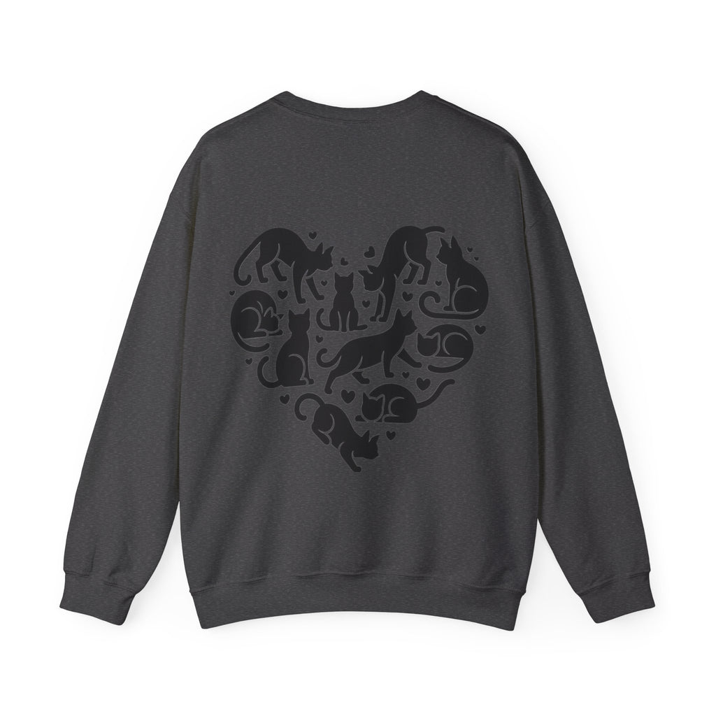ORVIAN — LOVE Cat Silhouette & Heart-Shaped Cats Crewneck, Cat Lover Unisex Heavy Blend