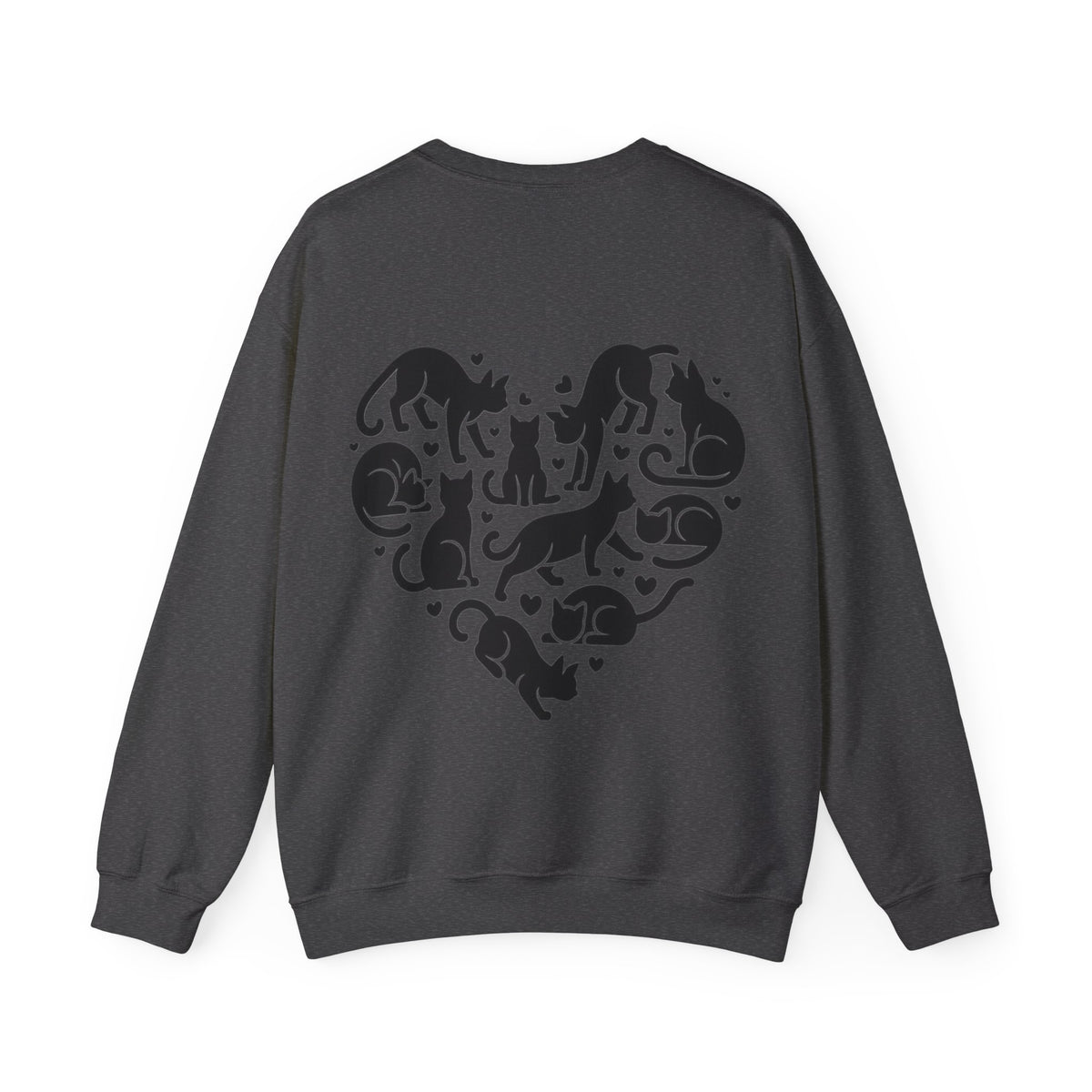 ORVIAN — LOVE Cat Silhouette & Heart-Shaped Cats Crewneck, Cat Lover Unisex Heavy Blend