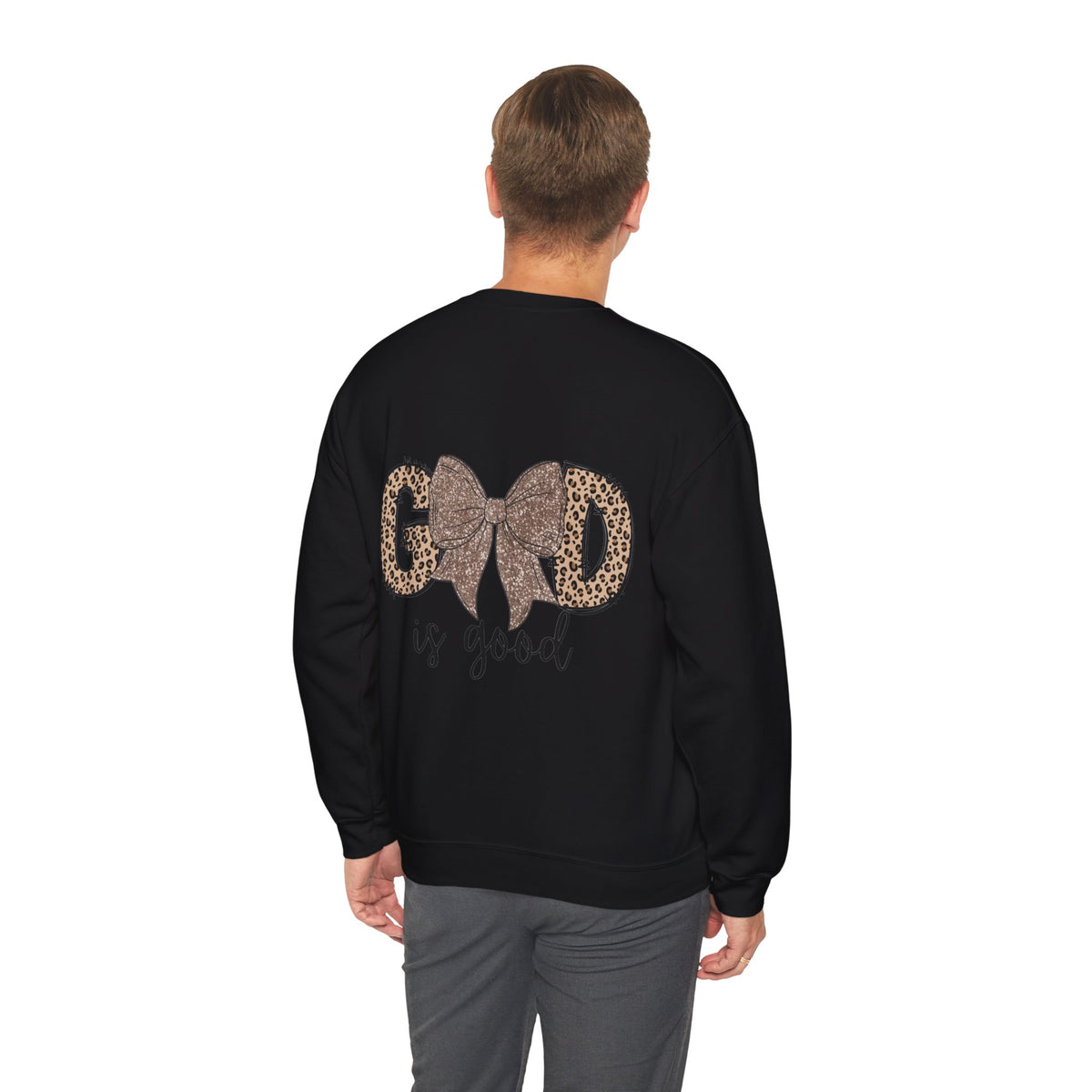ORVIAN — Leopard Is The New Black & God Is Good Coquette Bow Crewneck, Faith-Inspired Unisex