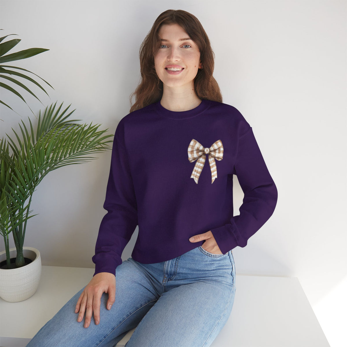 ORVIAN — Touchdown Season Football Bow Crewneck, Sparkle Game Day Sporty Unisex Heavy Blend