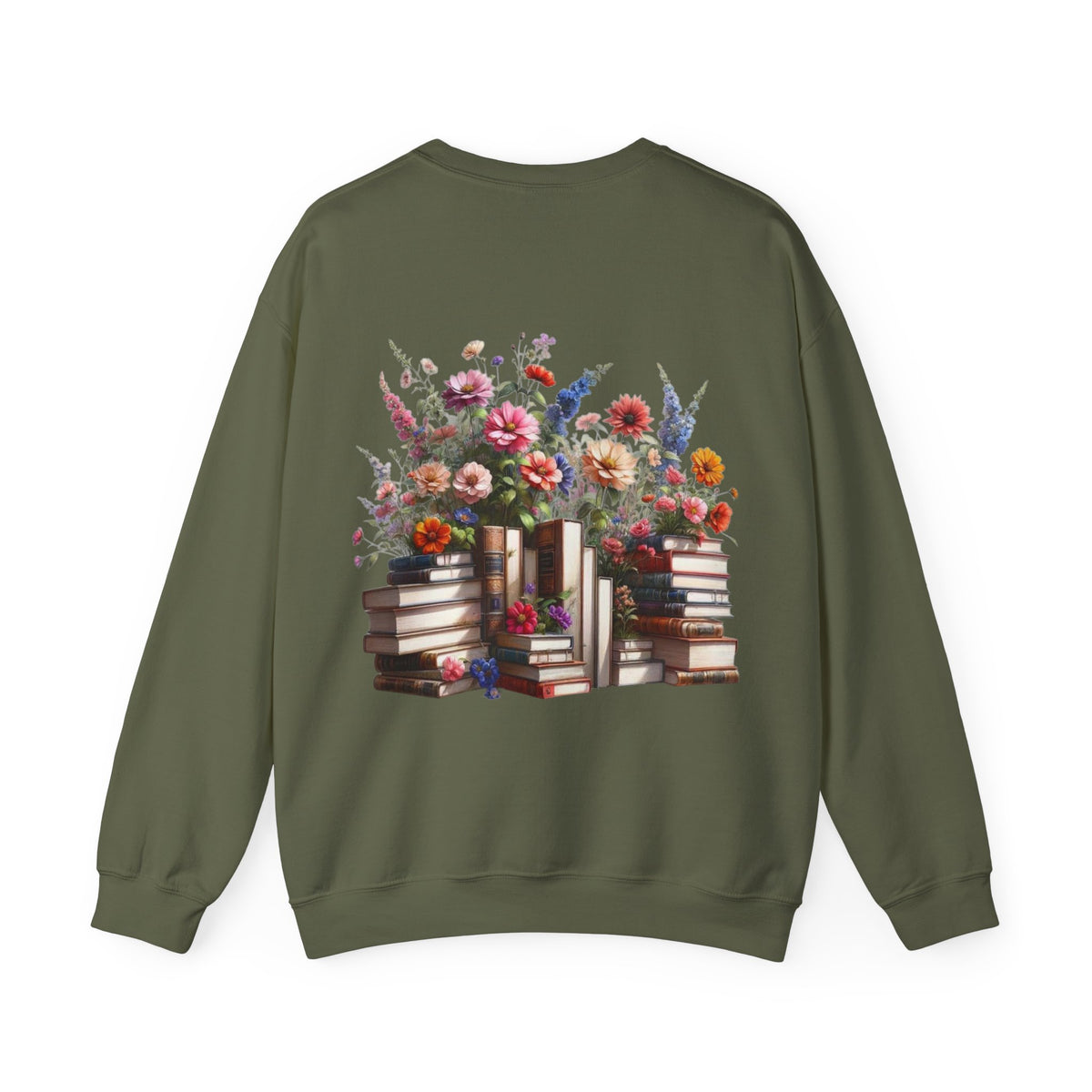 ORVIAN — Steampunk Floral Pocket Watch & Blooming Books Crewneck, Vintage Literary Unisex