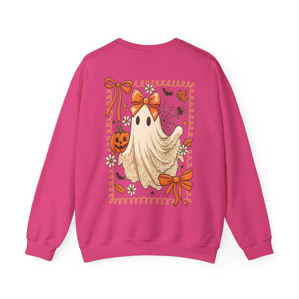 ORVIAN — Coquette Ghost & Bow Halloween Crewneck, Lace Ghost Pumpkin Unisex Sweatshirt