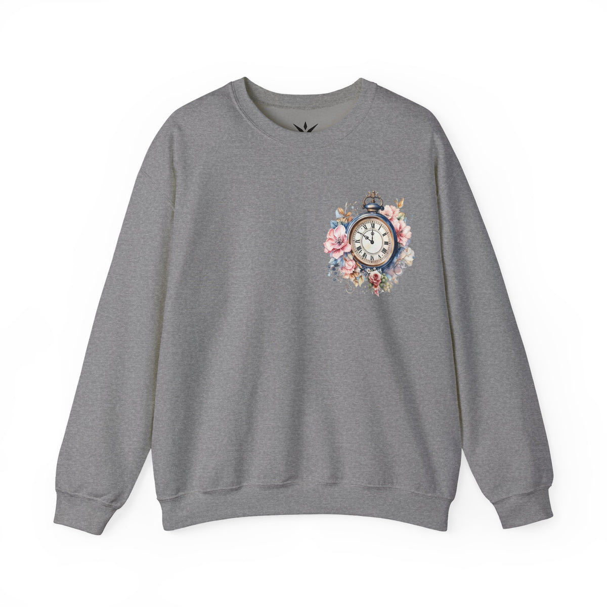 ORVIAN — Blue Watercolor Floral Book Crewneck, Open Book Wildflower Literary Unisex Heavy Blend