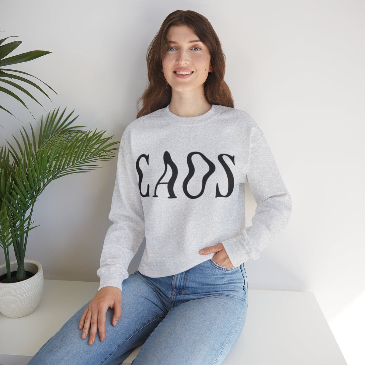 ORVIAN — Chaos Cat Crewneck, Reversed Lettering & Rebel Cat Graphic Unisex Heavy Blend
