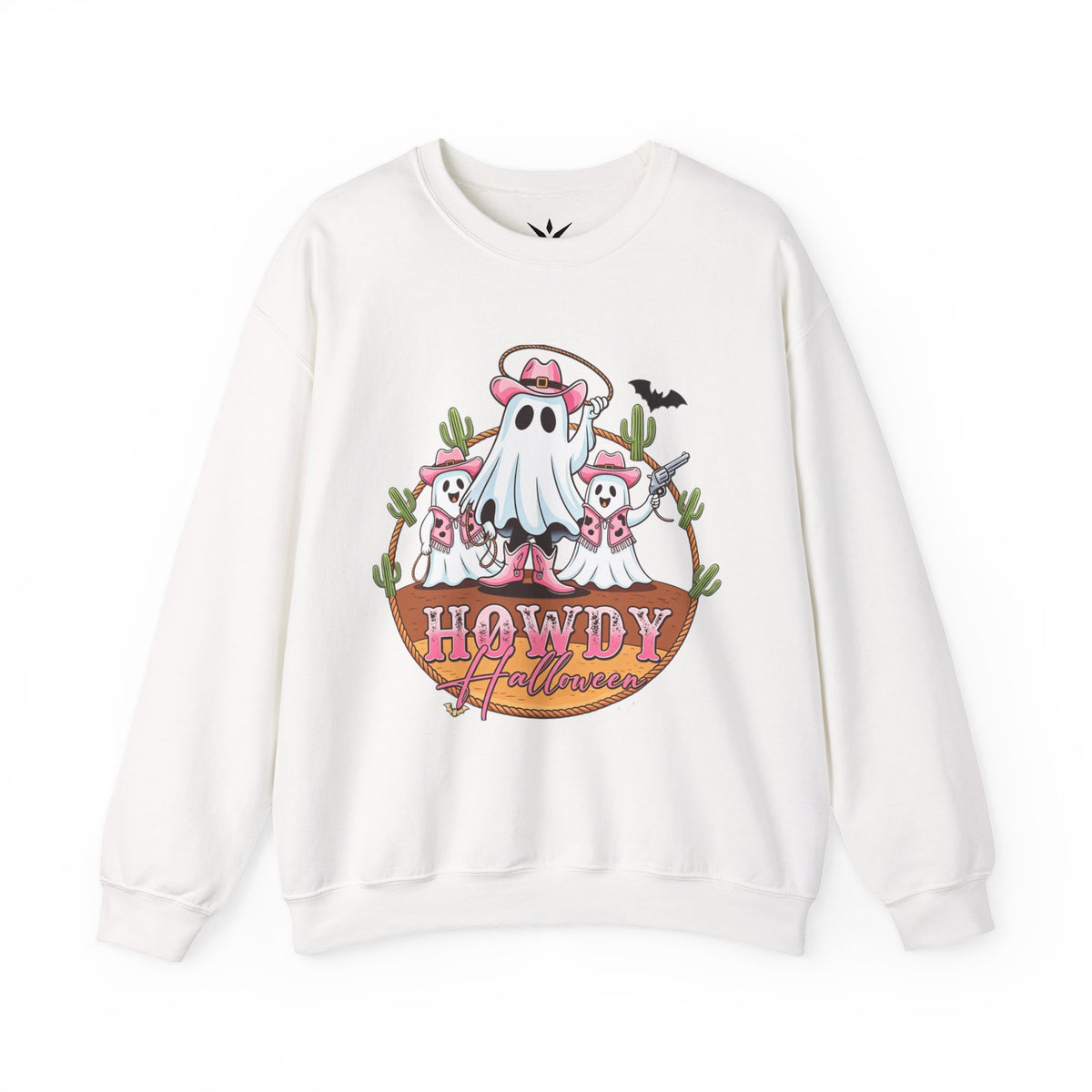 ORVIAN — Howdy Halloween Ghost Cowboy Crewneck, Pink Cowboo Western Unisex Heavy Blend