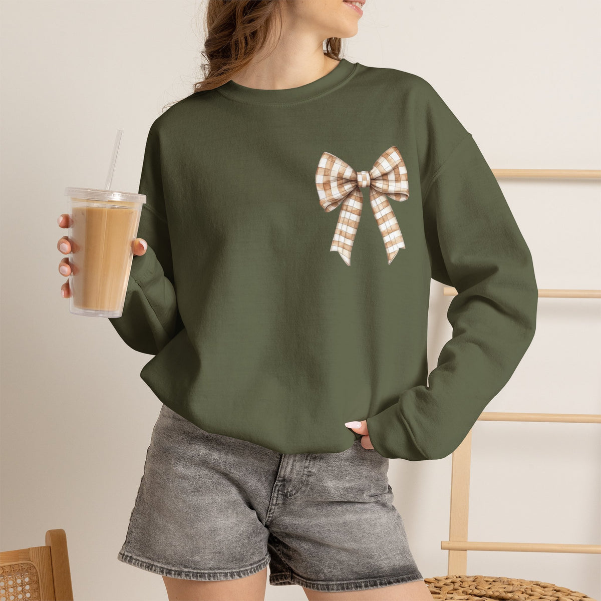 ORVIAN — Touchdown Season Football Bow Crewneck, Sparkle Game Day Sporty Unisex Heavy Blend